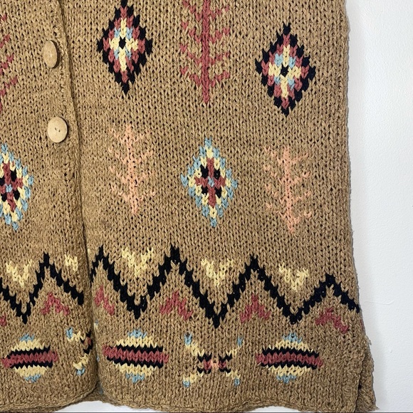 Portraits by NORTHERN ISLES Vintage Navajo Aztec Knit Button Sweater Vest M - Picture 9 of 10